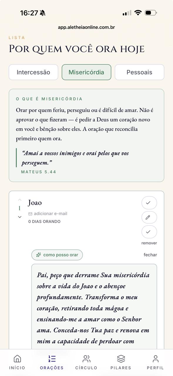 Lista de misericórdia para orar por quem feriu