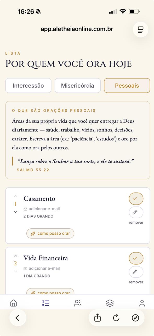 Lista de orações pessoais — casamento, vida financeira